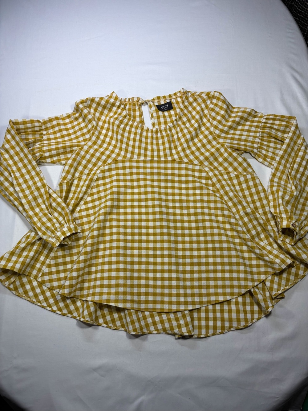 VICI Yellow Gingham Peasant Blouse